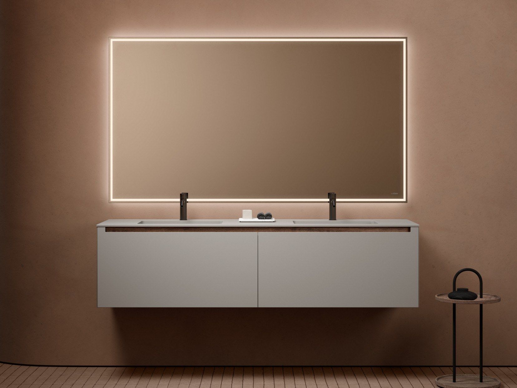 Деревянный подвесной двойной умывальник с ящиками Inbani слой ARCH-00089416