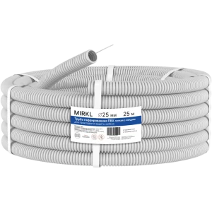 Труба гофрированная Mirkl ПВХ с зондом D25 мм 25 м цвет серый