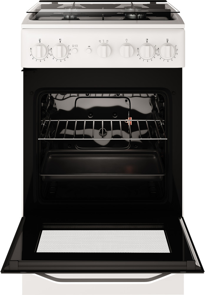 HS5G1PMW/RU Плита / газовая варочная поверхность; матовые решетки; автоматический поджиг варочной поверхности (кнопка); газовый гриль; таймер; штампованные направляющие; класс энергопотребления – a; полный газ-контроль; решетка; универсальный противень; к Santreyd  - Вид №1