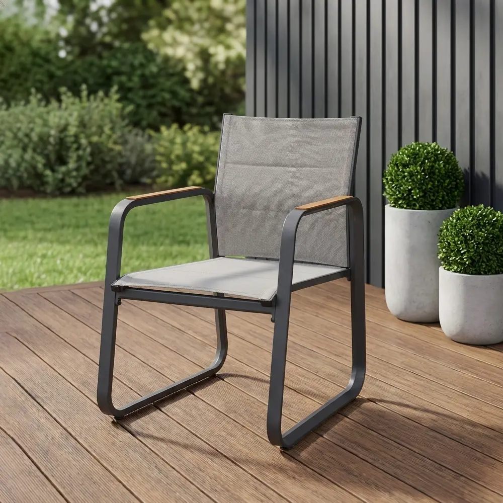 Стул садовый BEGINIA Aldan 55x62x86 см алюминий серый 2 шт STLM-2048504 - Вид №11