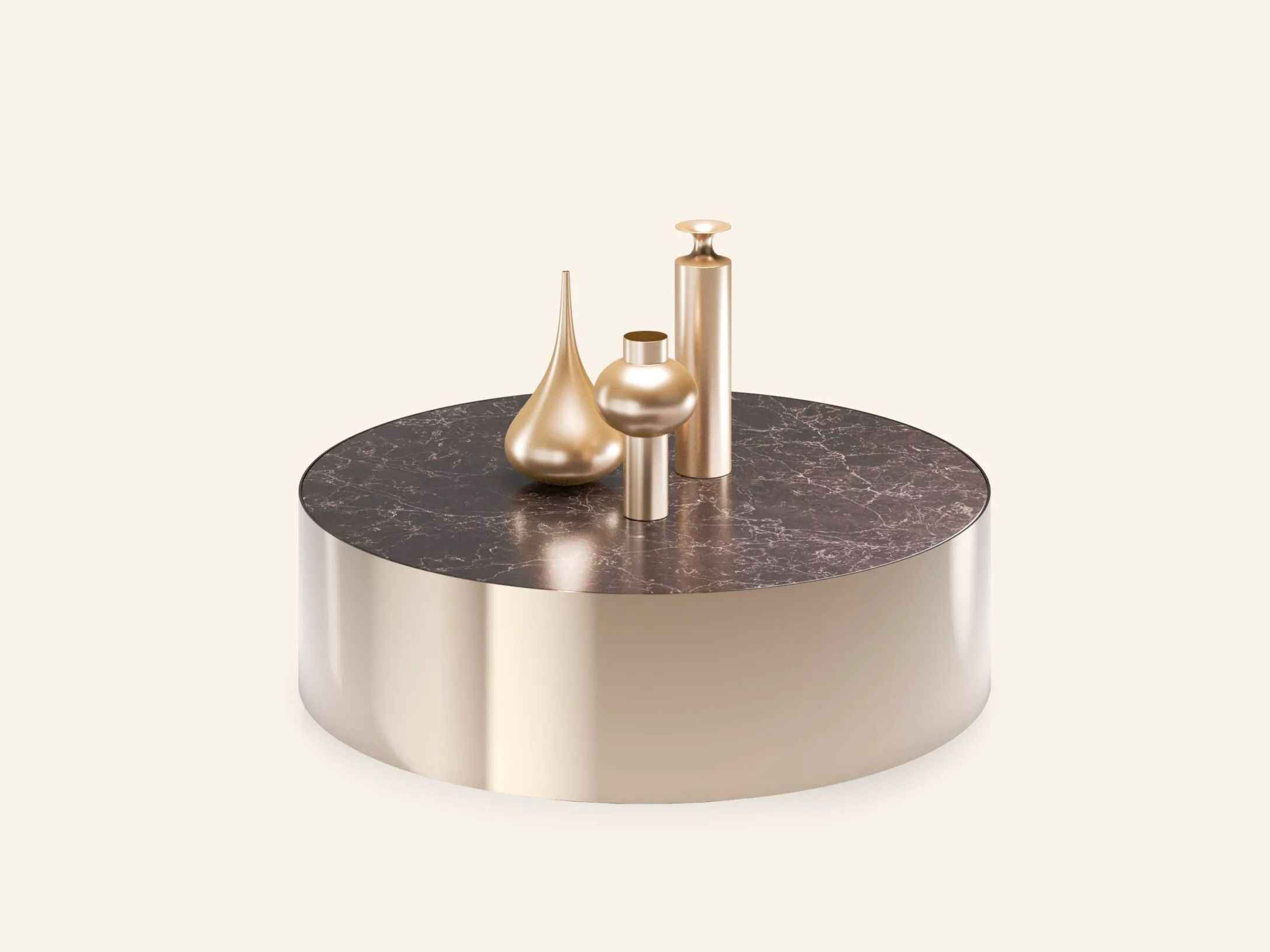 Круглый журнальный столик с кварцевым верхом ORO NERO Collection Hole ARCH-00080782