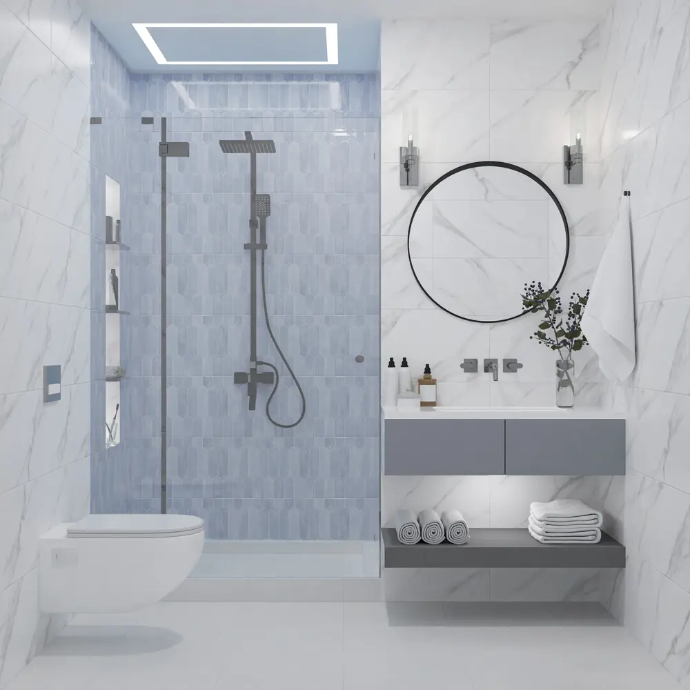 Настенная плитка Azori Salieri Blue 31.5x63 см 1.79 м² глянцевая цвет синий STLM-2041548 - Вид №5