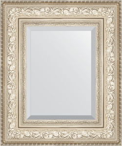 BY 3374 Зеркало с фацетом в багетной раме - виньетка серебро 109 mm EVOFORM Exclusive