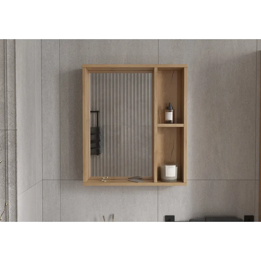 Зеркало для ванной Сохо KONSENSA с полками 60x69.6 см цвет светлый дуб STLM-2048394 - Вид №7