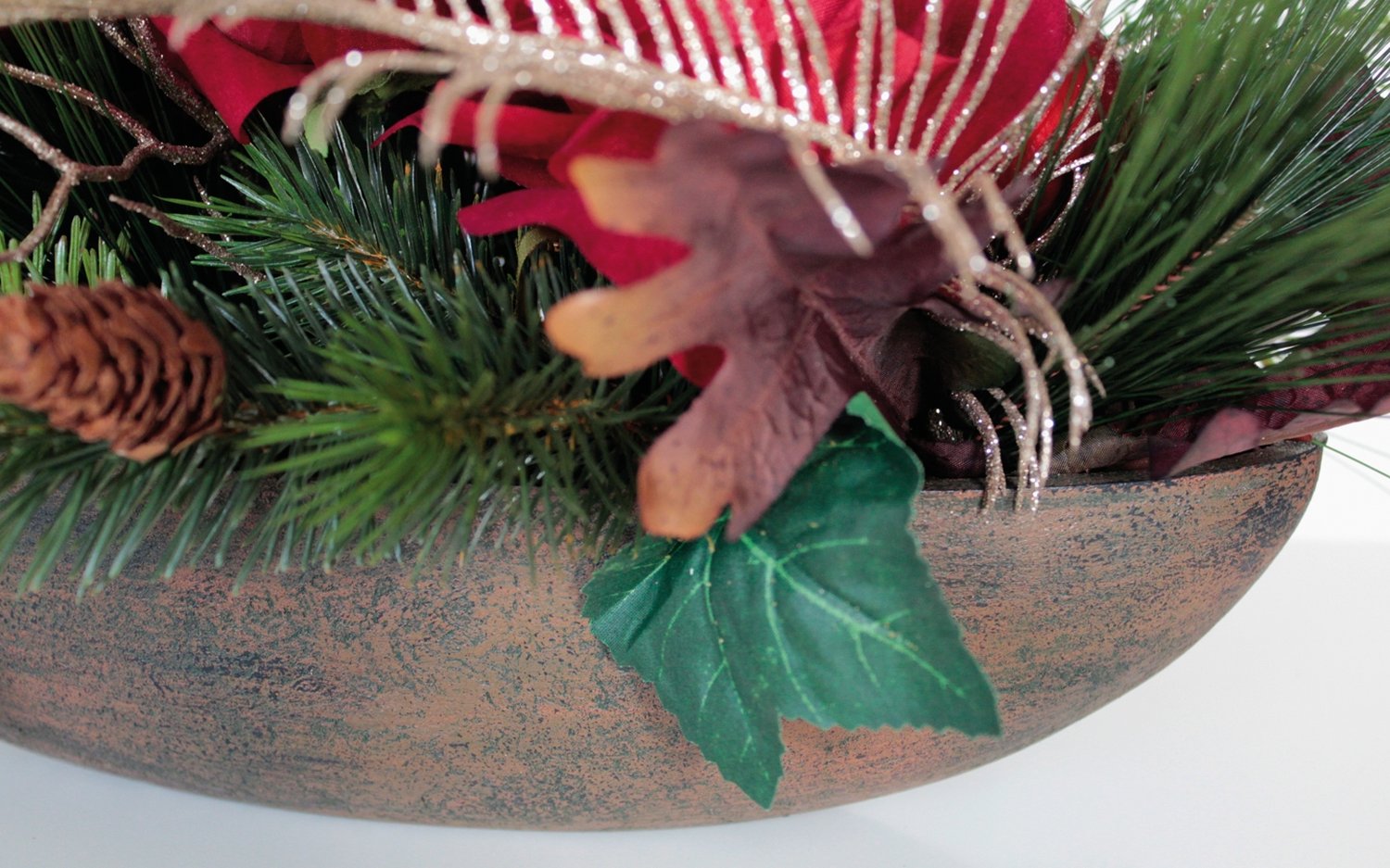 1483 444 a3 Искусственные розы-гортензия-композиция, в вазе, 28 см, красные H-andreas  - Вид №1