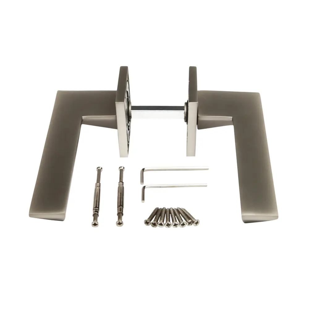 Дверная ручка на розетке KREAFORTA Икса без запирания цвет никель STLM-2063432 - Вид №2