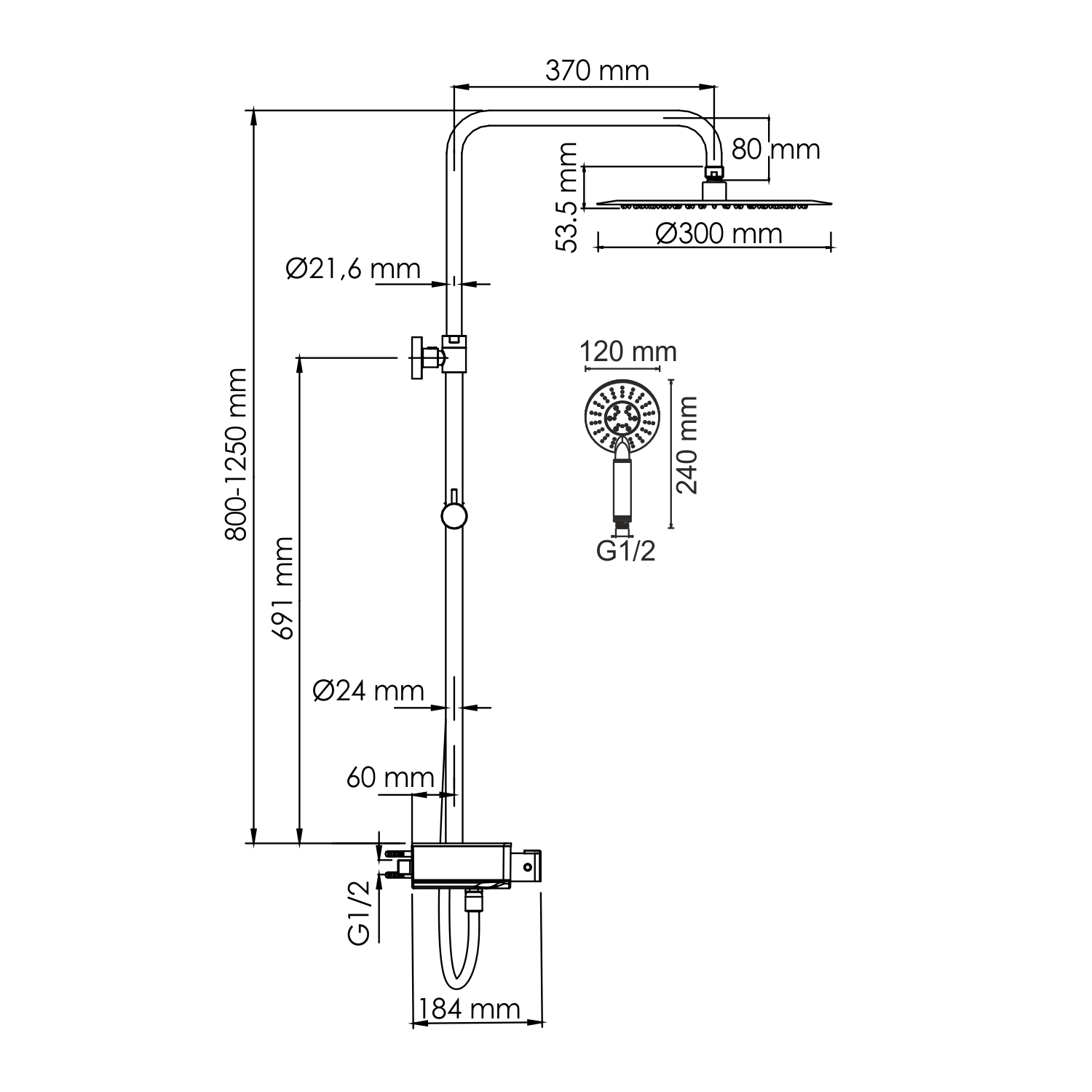 A113.116.058.CH Thermo Душевой комплект с термостатическим смесителем WasserKRAFT  - Вид №1