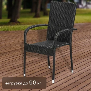 Стул Парис GS013 62x55x94 см искусственный ротанг/сталь черный 86283607 STLM-2077561