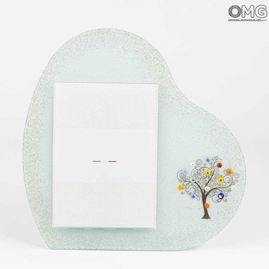 3123 ORIGINALMURANOGLASS Фоторамка Древо Жизни - белая - Original Murano Glass OMG 14 см  - Вид №1