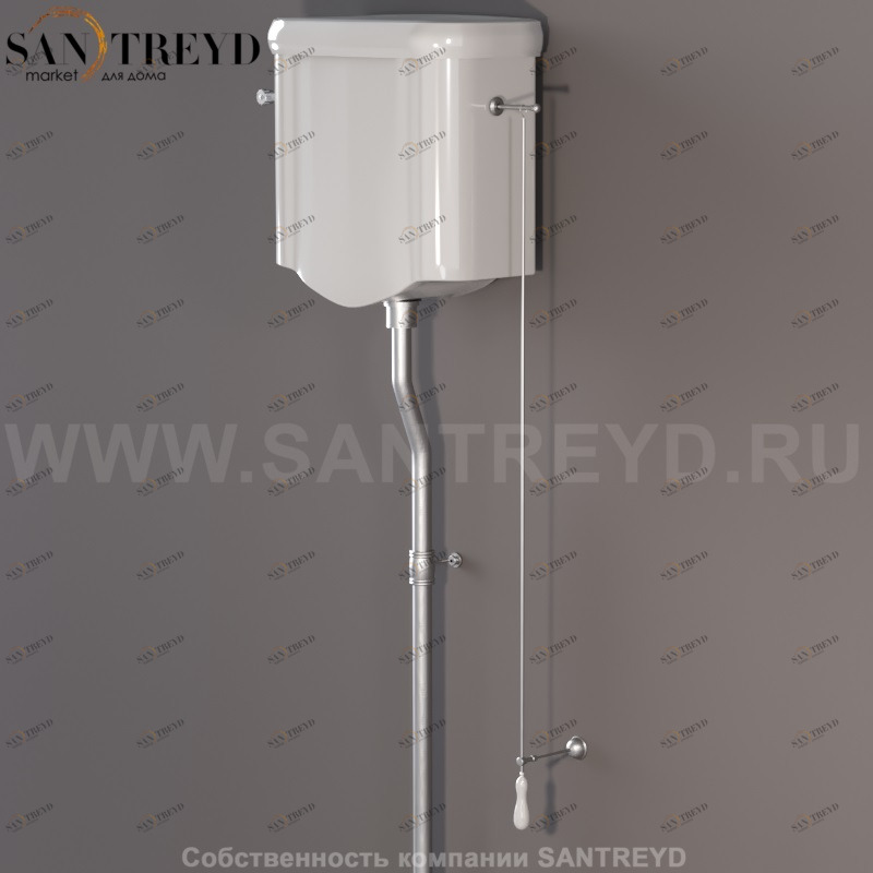 754590 Механизм смыва для высокого бочка(ранец) с цепочкой и керамической ручкой. Retro Kerasan