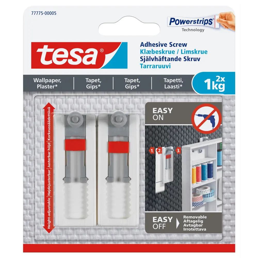 Крючки с резьбой Tesa регулируемые до 1 кг, 2 шт. 86021056 STLM-2020047 Santreyd  - Вид №1