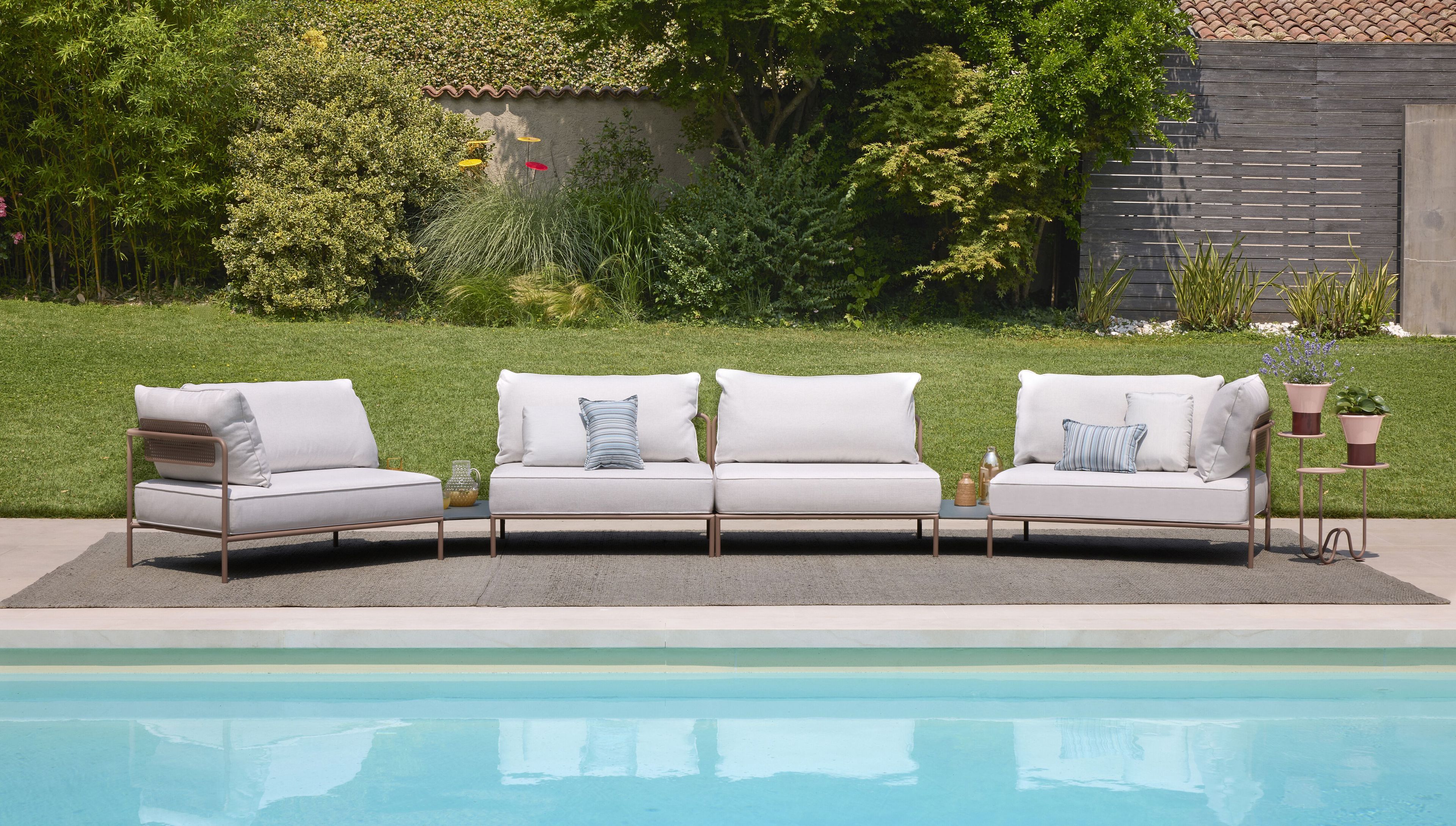 Угловой модульный садовый стол из окрашенной стали и столешницы HPL S-CAB лоскут ARCH-00064463 - Вид №3