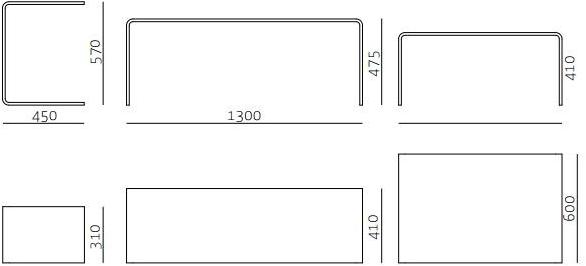 Gravelli Низкий прямоугольный модульный журнальный столик из бетона sun-id-1478348 - Вид №3