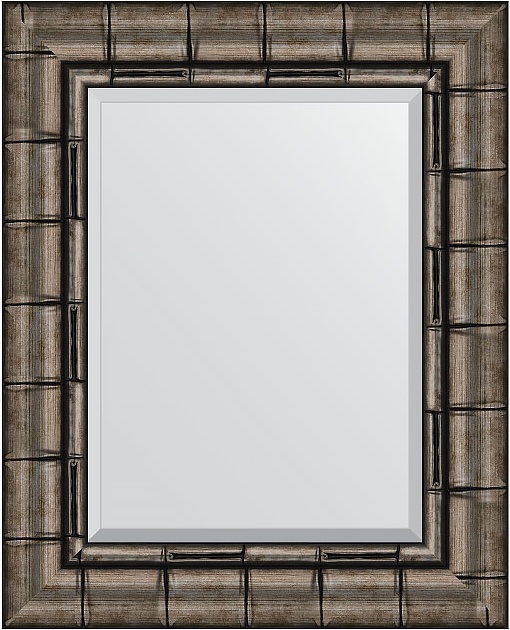 BY 1358 Зеркало с фацетом в багетной раме - серебряный бамбук 73 mm EVOFORM Exclusive