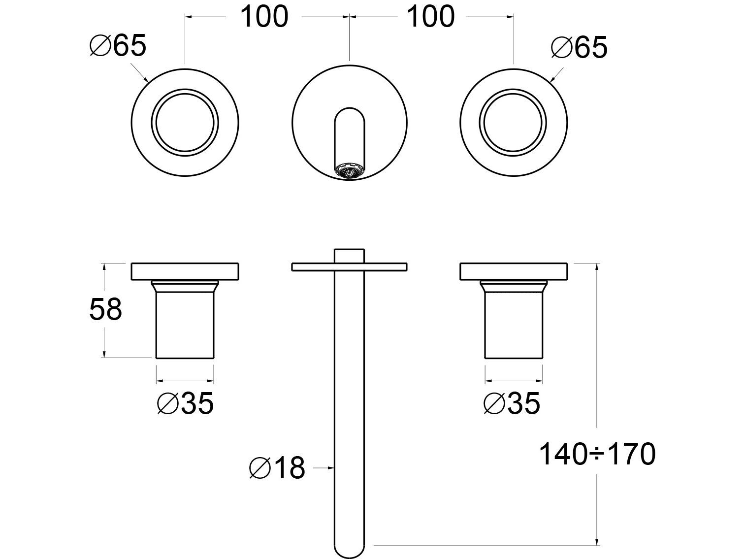 Настенный смеситель для раковины с 3 отверстиями GUGLIELMI RUBINETTERIE Sprint Color ARCH-00092938 - Вид №5