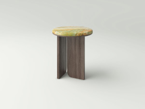 Круглый стол для напитков из сосны и камня