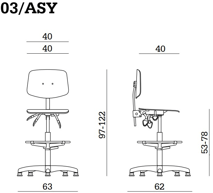 Linea Fabbrica Офисный табурет с 5 спицами из бука с подставкой для ног Woody sun-id-1363494 - Вид №5
