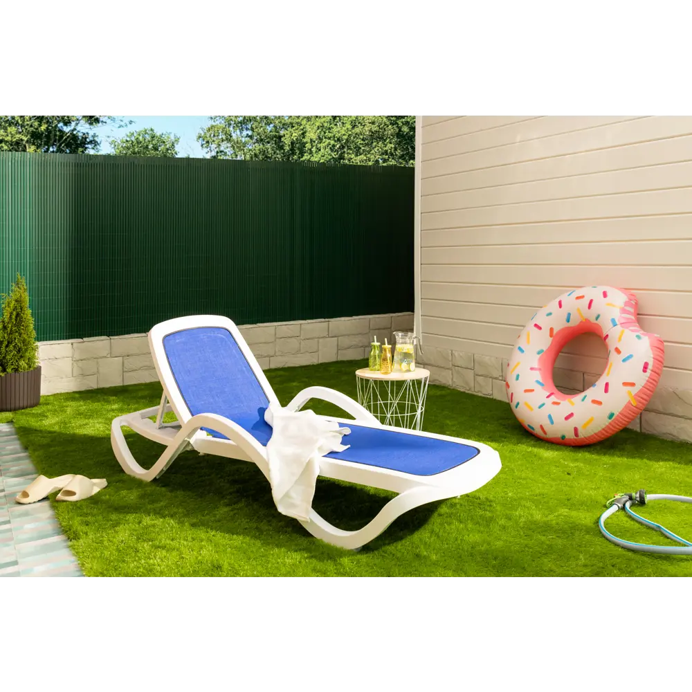 Шезлонг Элластик-пласт Capri 73x41x195 см пластик/ткань белый Santreyd STLM-2110549 - Вид №4