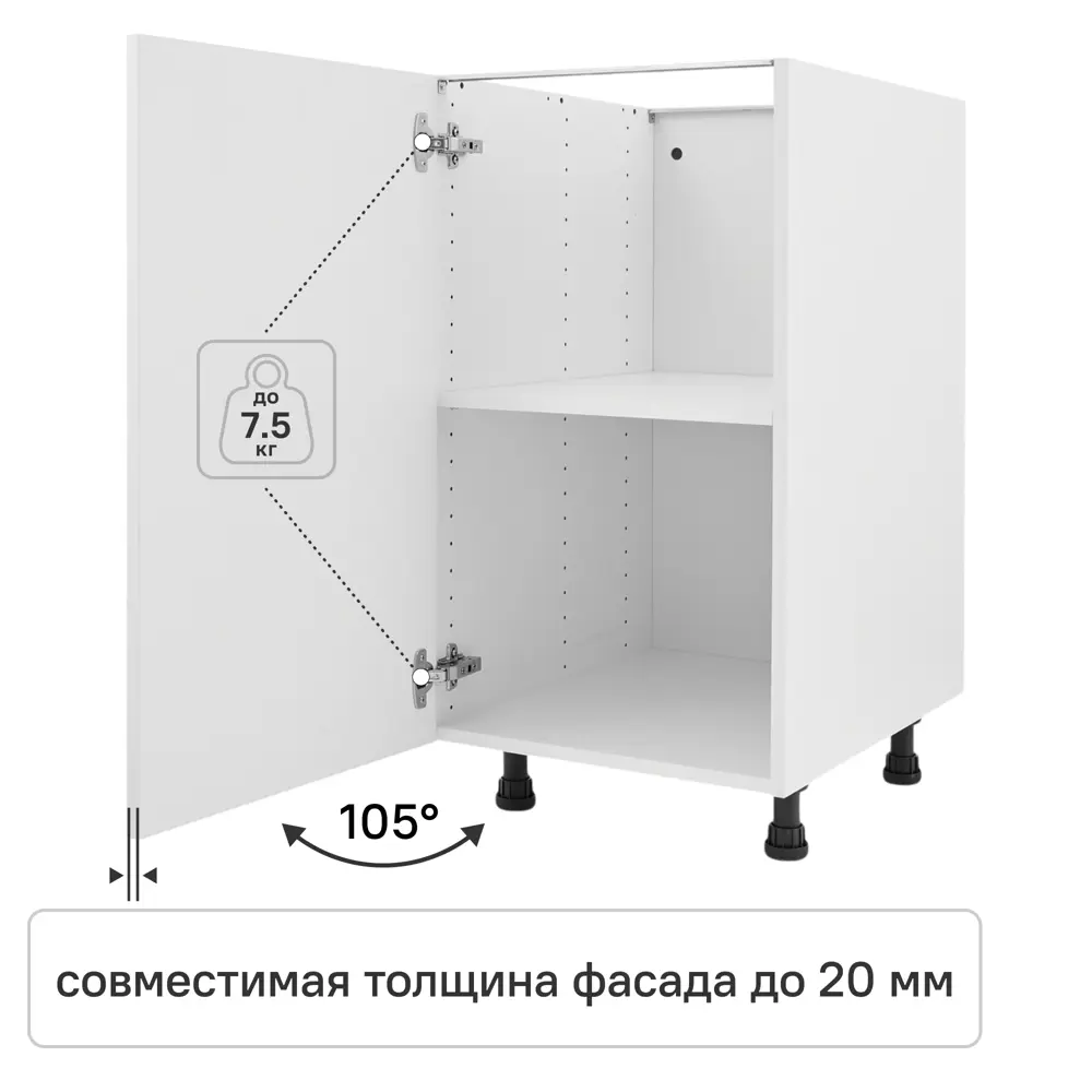 Комплект петель открывания для углового шкафа 105 градусов сталь 2 шт STANDERS STLM-2011548 - Вид №1