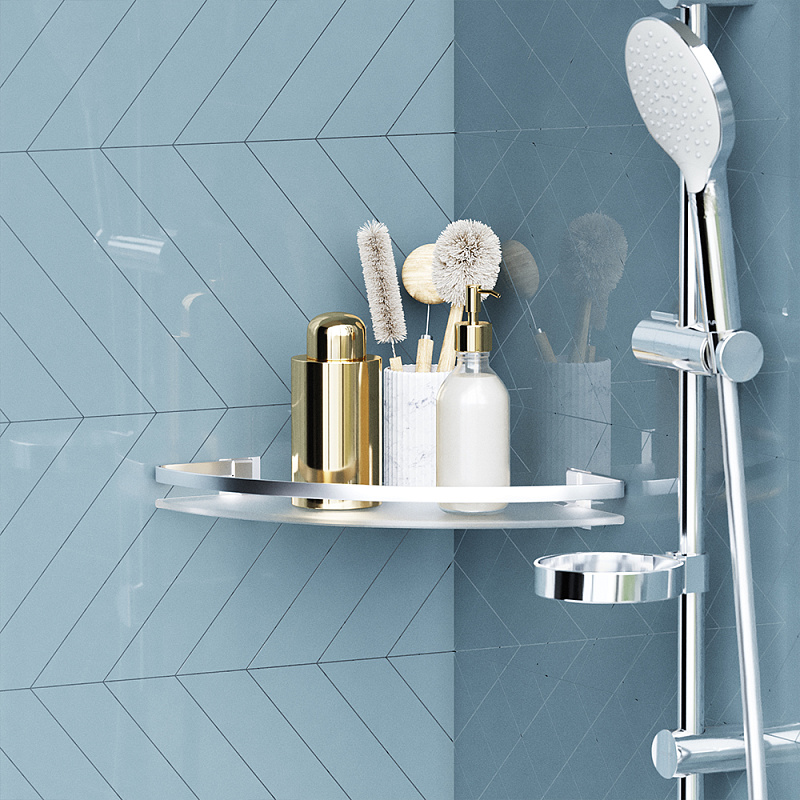 A7456100 Полка угловая стеклянная алюминий AM.PM Sense L  - Вид №2