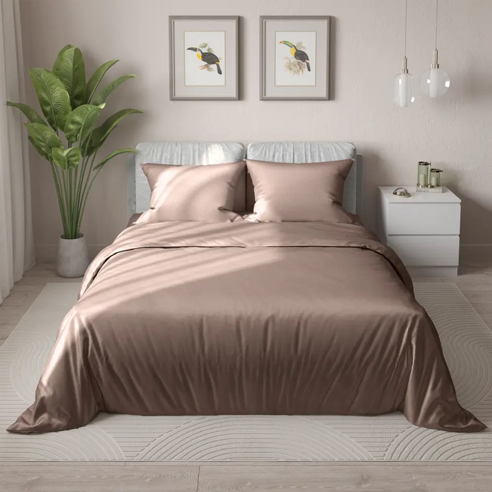 Комплект постельного белья полутораспальный полисатин коричневый Santreyd STLM-2032620