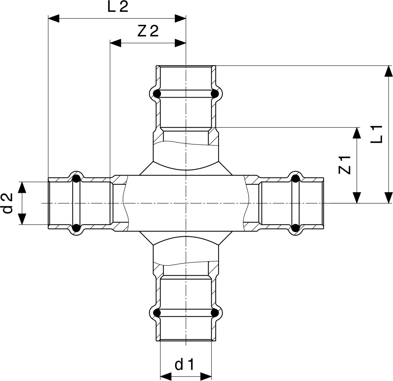 322 427 Модель 2248 Трубопроводные системы  Profipress  Коллекторы, крестовины Santreyd  - Вид №3