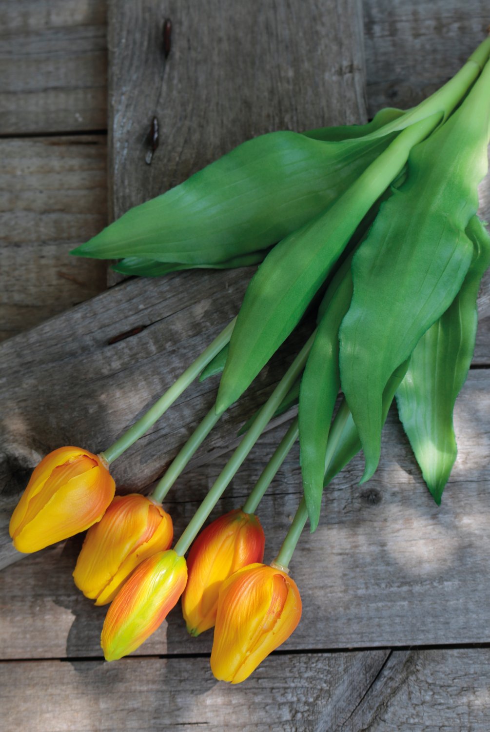 2952 334 a3 Искусственный букет тюльпанов, 5-кратный, 37 см, оранжевый H-andreas  - Вид №1