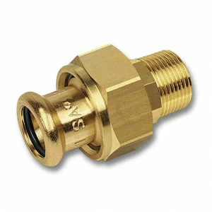 18333542 SANHA 8333G пресс-фитинг, бронза, сгон ВПр-НР с плоск.упл. 54x2 мм