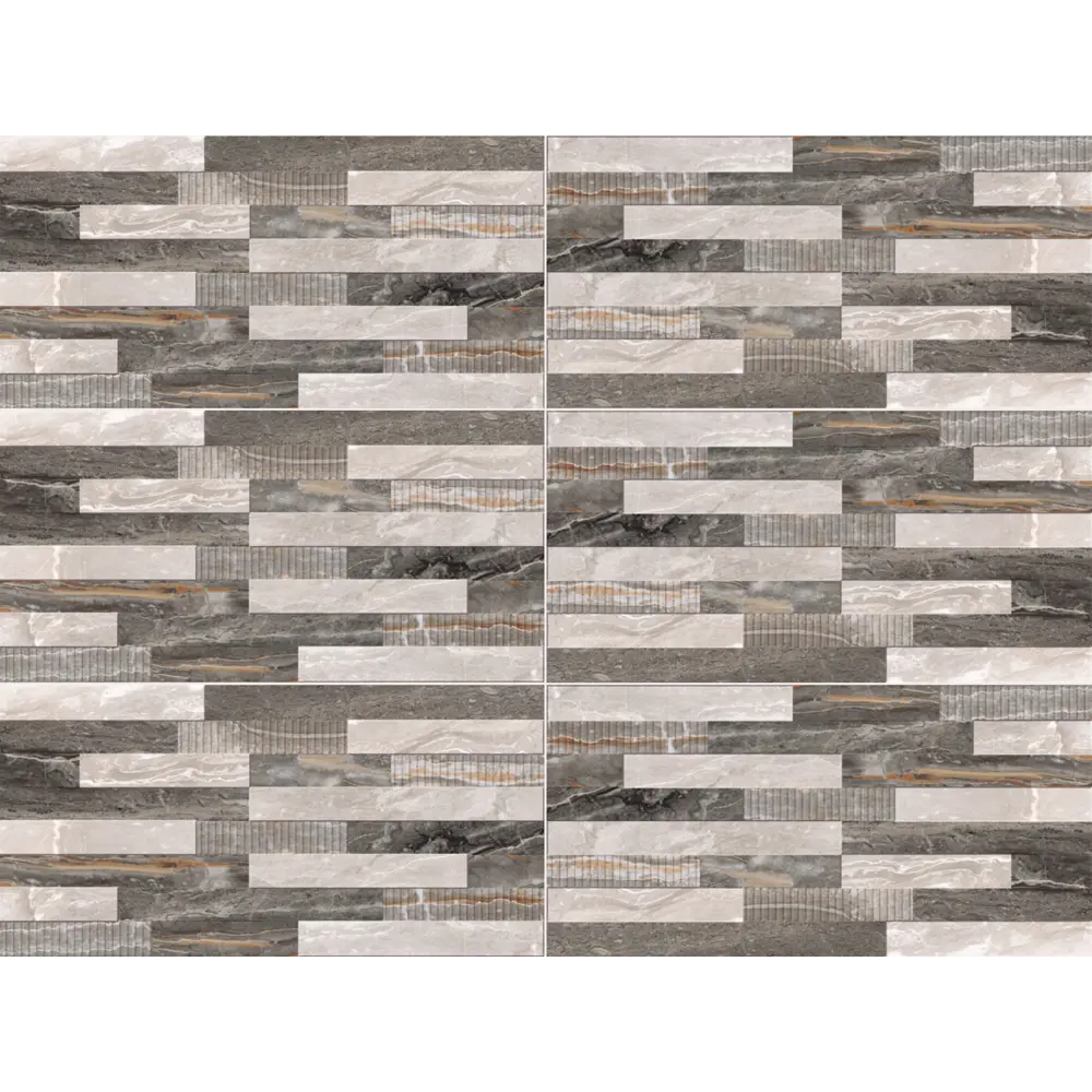 Керамогранит Vitra Bergamo 3D 30x60 см 1.08 м² цвет серо-коричневый STLM-2201881 - Вид №1