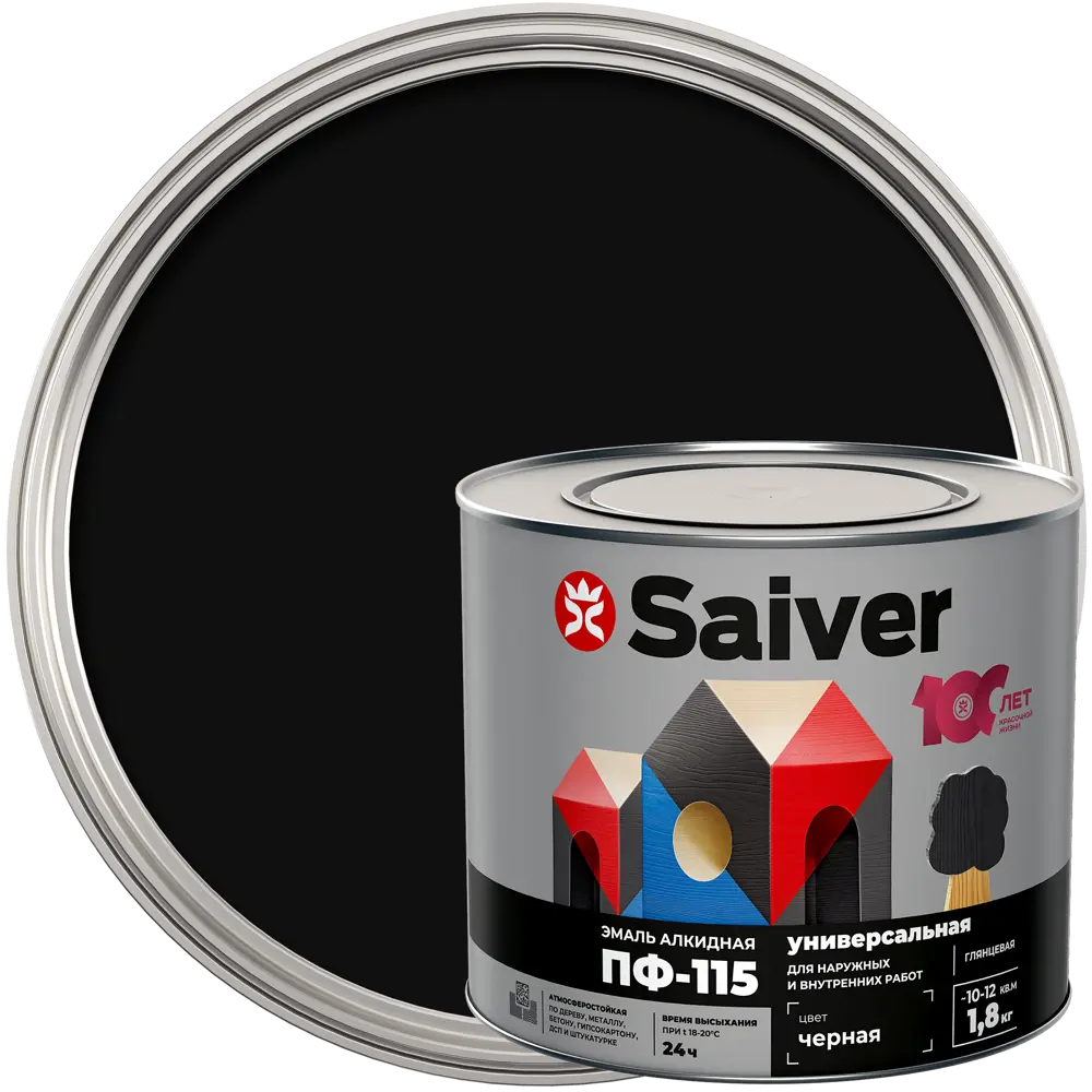 Эмаль ПФ-115 Saiver Lux глянцевая цвет черный 1.8 кг 83402309 STLM-2107952 