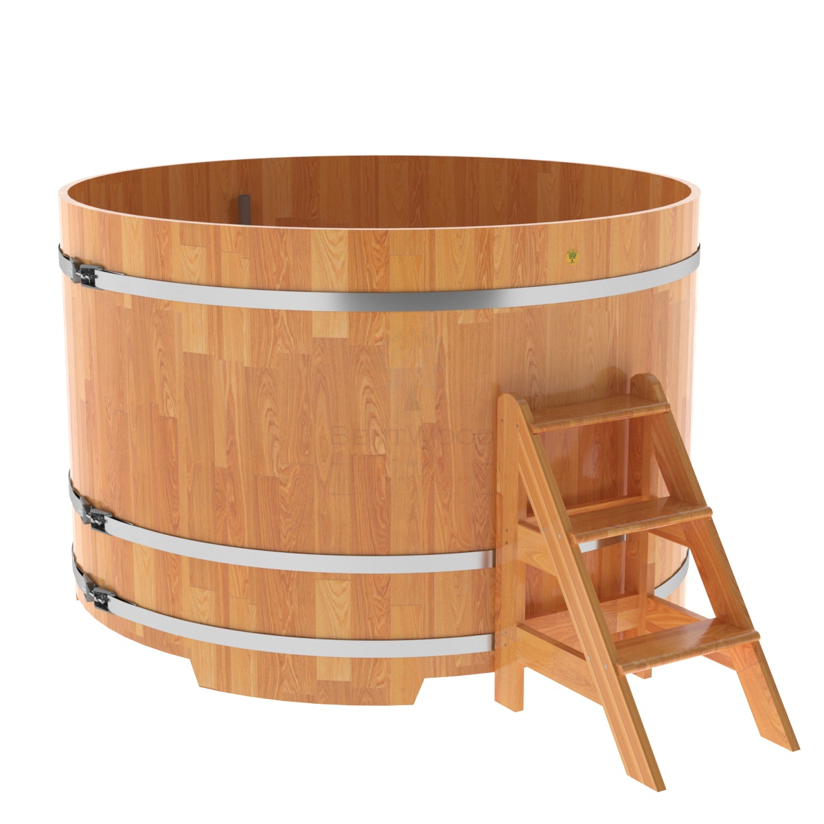 1559 Купель круглая из сращенных ламелей лиственницы d=1,80х1,2 натуральная Alyarus 