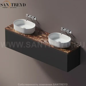 Agape ELL Столешница на тумбу с возможностью установки 1-2 раковины. Размер: длина от 200 см до 220 см. Отделка: коричневый мрамор AELLM2MCC2022DD