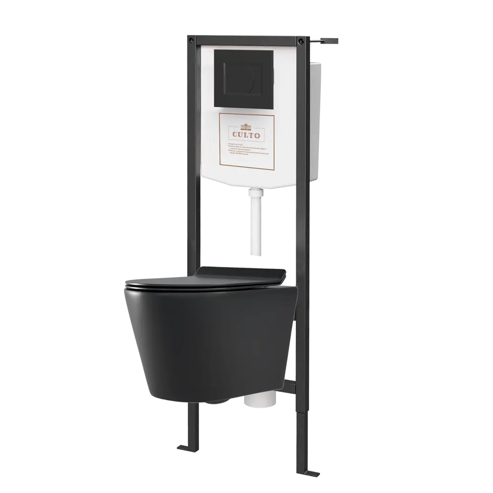 Комплект инсталляция с унитазом Culto Bruno с кнопкой цвет черный матовый STLM-2167035