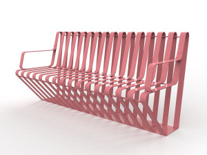 Стальная скамья со спинкой и подлокотниками