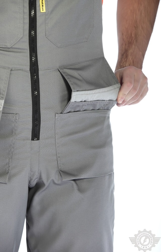 69438 Полукомбинезон "Профессионал-2" темно-серый со светло-серым  Летняя спецодежда  размер 64-66/170-176  - Вид №6