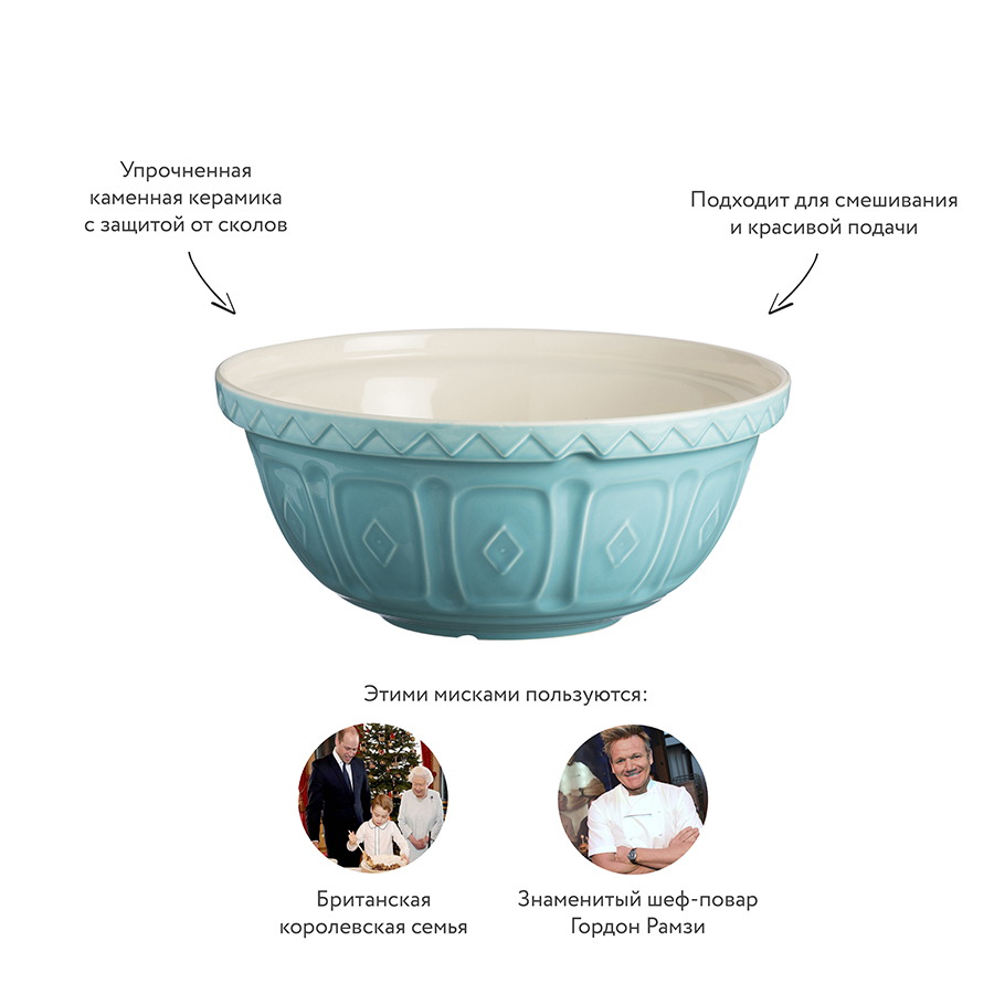2001.833 Миска для смешивания colour mix, D29 см, 4 л, бирюзовая Mason Cash  - Вид №6
