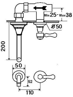 rvb Настенный смеситель для мойки на 2 отверстия 1935 limoges 1935.--.48 - Вид №1