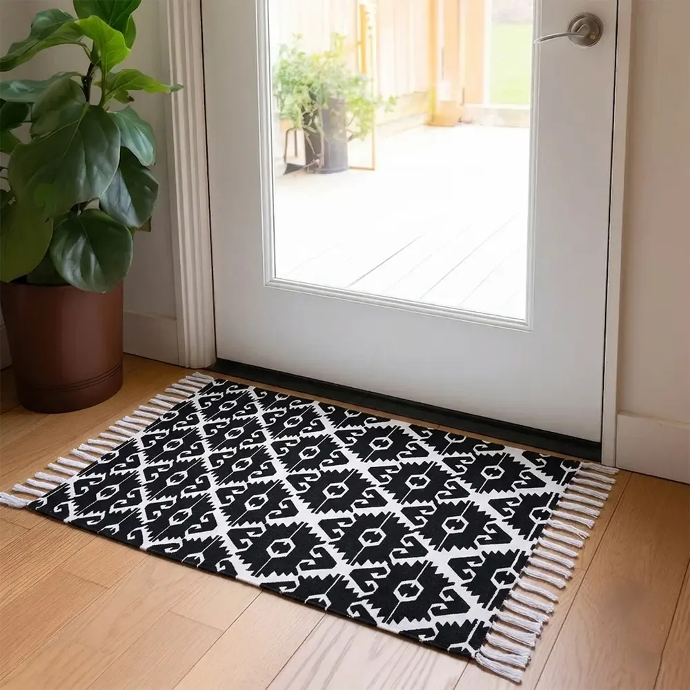 Коврик грязезащитный KREAFORTA Cauvery 60x90 см хлопок цвет черно-белый STLM-2175219 - Вид №5