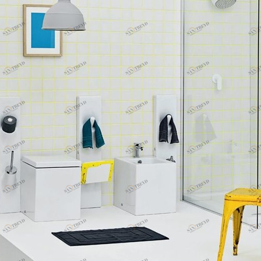 BKV002 Приставной унитаз напольный Белый ArtCeram BLOCK Италия