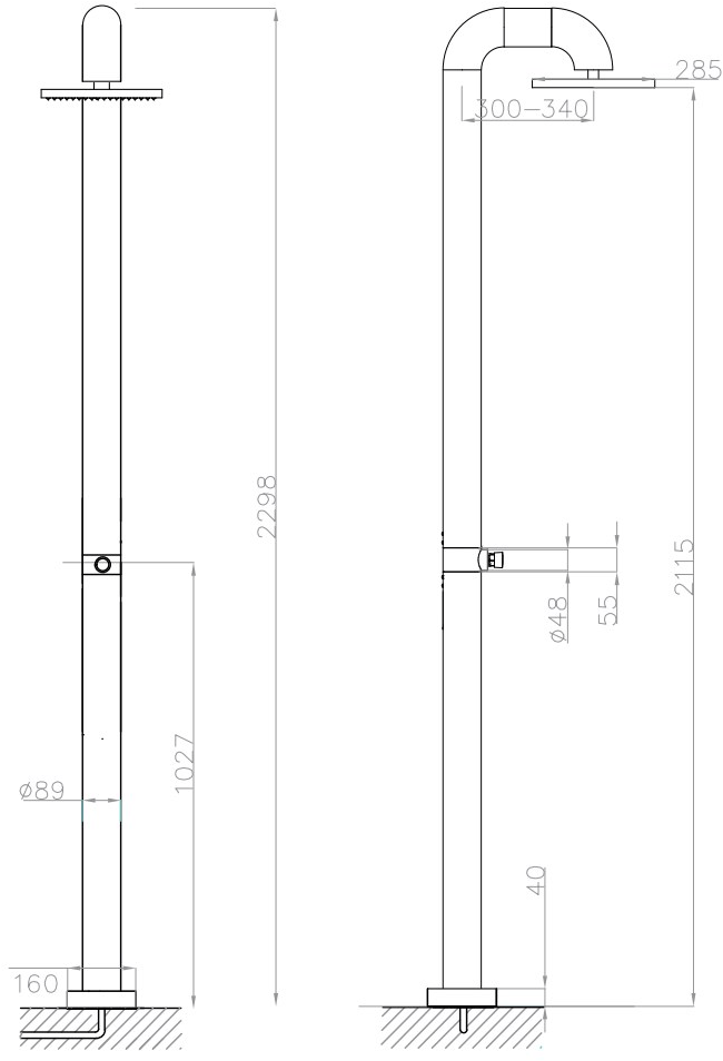 JEE-O Душевая стойка напольная из нержавеющей стали со смесителем по времени Fatline 200-6500/01-001-0365 - Вид №1