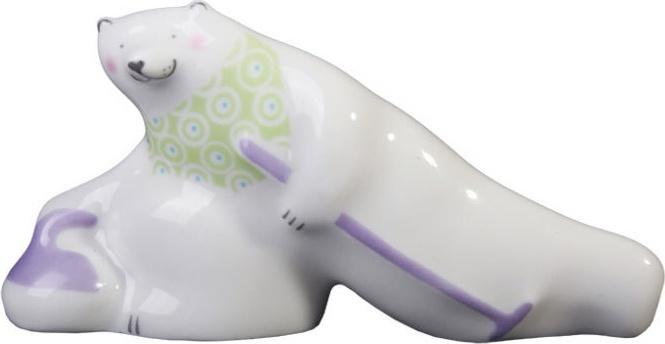 10559091 Императорский фарфоровый завод Скульптура "Медведь-керлингист" Фарфор твердый 