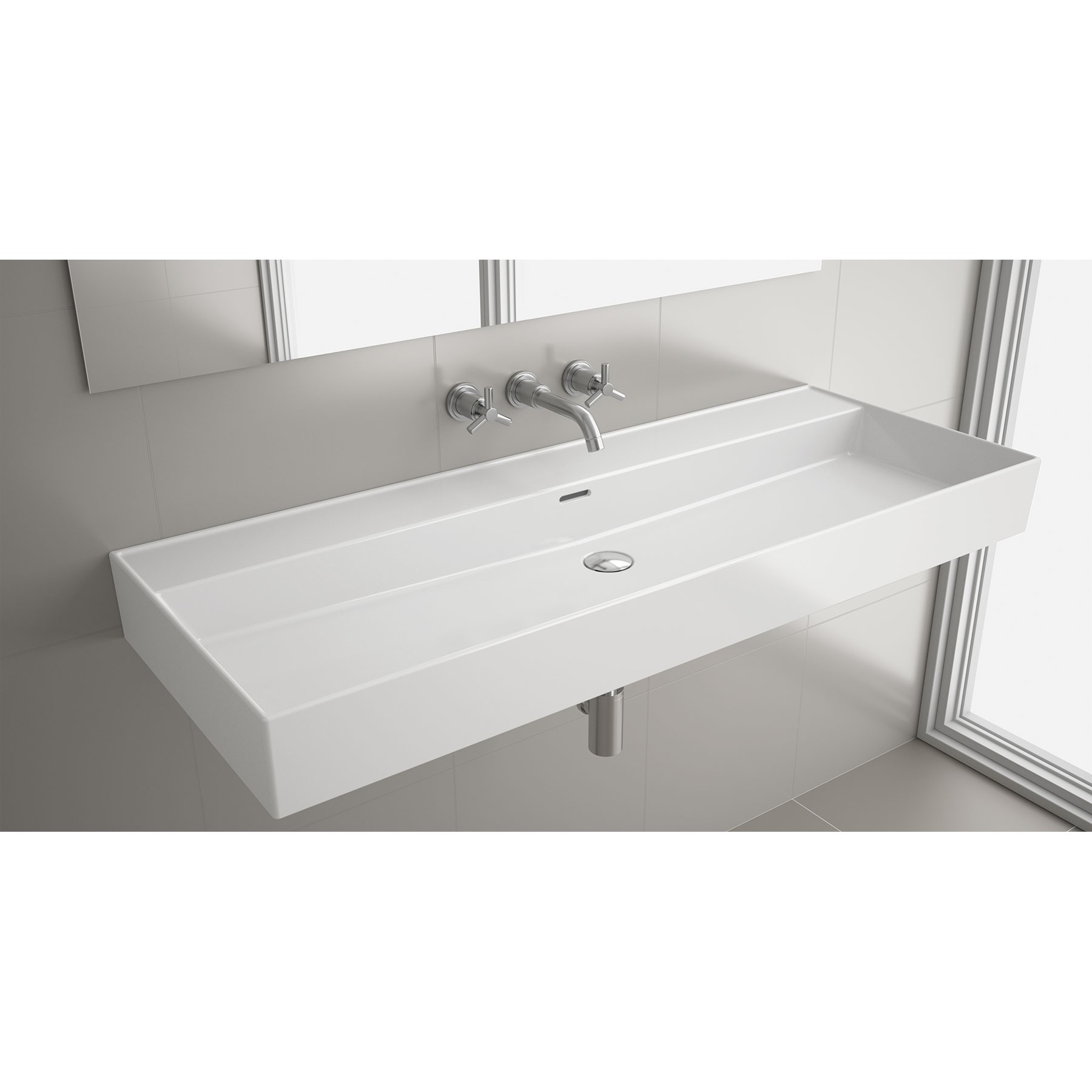 85912 SALGAR Раковина VENETO 1210 WHITE фарфор 1 раковина без сифона для бутылок и сливного крана без крана 1210 x 120 x 460 мм