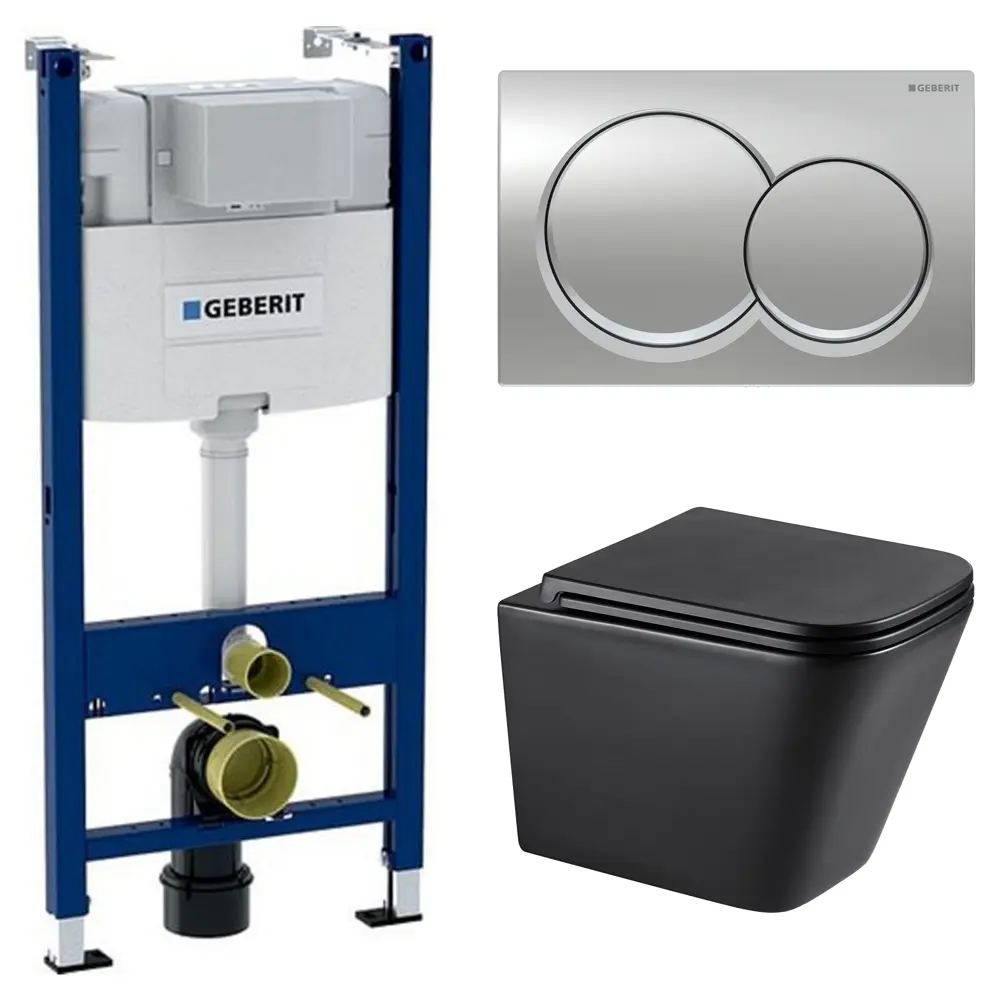 Комплект инсталляции Geberit Alpha с безободковым унитазом Moneron клавиша Geberit Alpha хром STLM-2180105