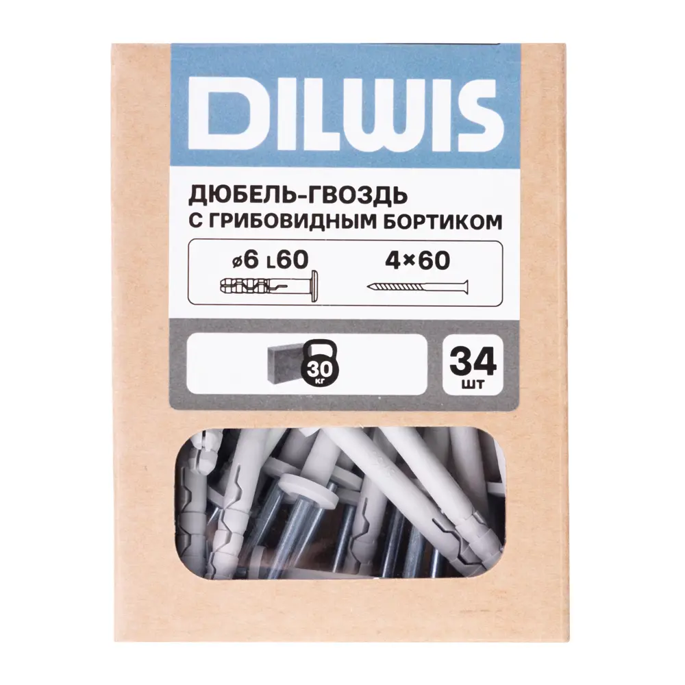 Дюбель-гвоздь нейлоновый Dilwis грибовидная манжета  6x60мм 34 шт STLM-2097690 - Вид №4