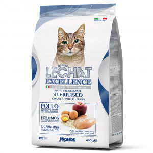 ПР0059847 Корм для кошек EXCELLENCE Sterilised для стерилизованных, курица, рис, яйца, яблоки сух. 400г LECHAT