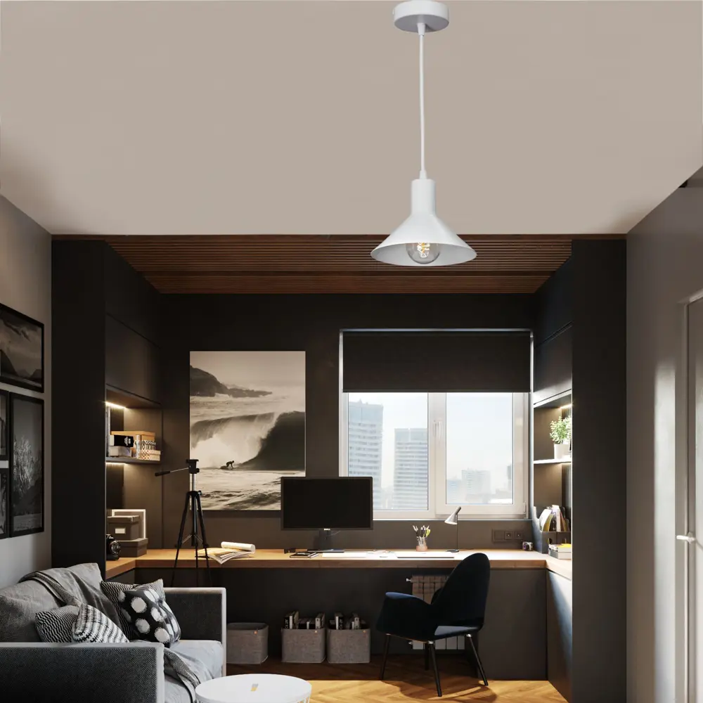 Подвесной светильник Vitaluce Клод вайт 1 лампа 3м² Е27 цвет белый матовый STLM-2125873 - Вид №9