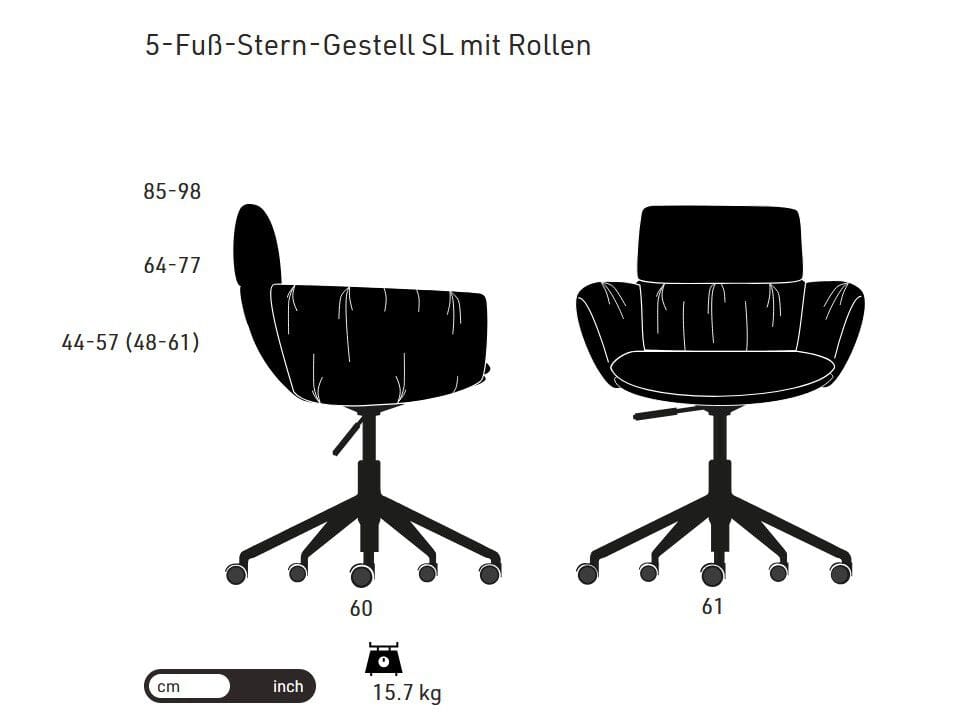 5-спицевое кресло с подлокотниками с колесами KFF Faye Casual ARCH-00084894 - Вид №6