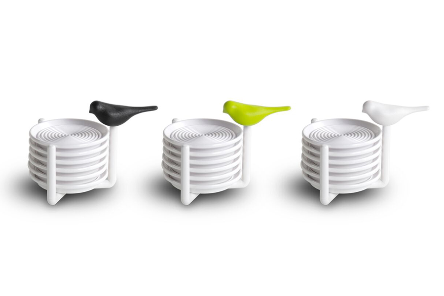 QL10303-BK Набор подставок под чашки sparrow, белый с черным Qualy  - Вид №2