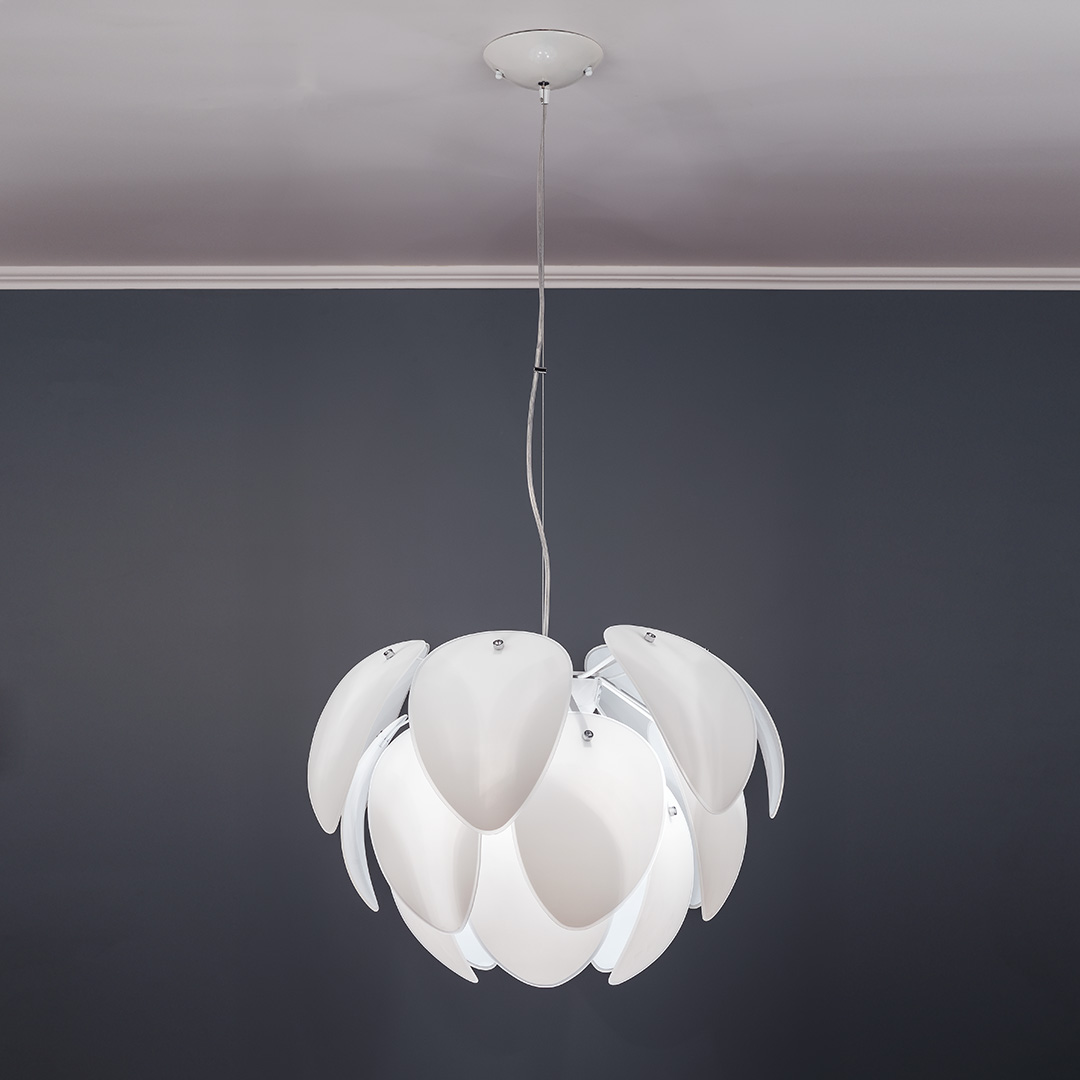 Люстра подвесная со стеклянными плафонами артишок Frezia Light 117645 FREZIA LIGHT ДИЗАЙНЕРСКИЕ, ФЛОРИСТИКА 00-3953623 Белый  - Вид №1