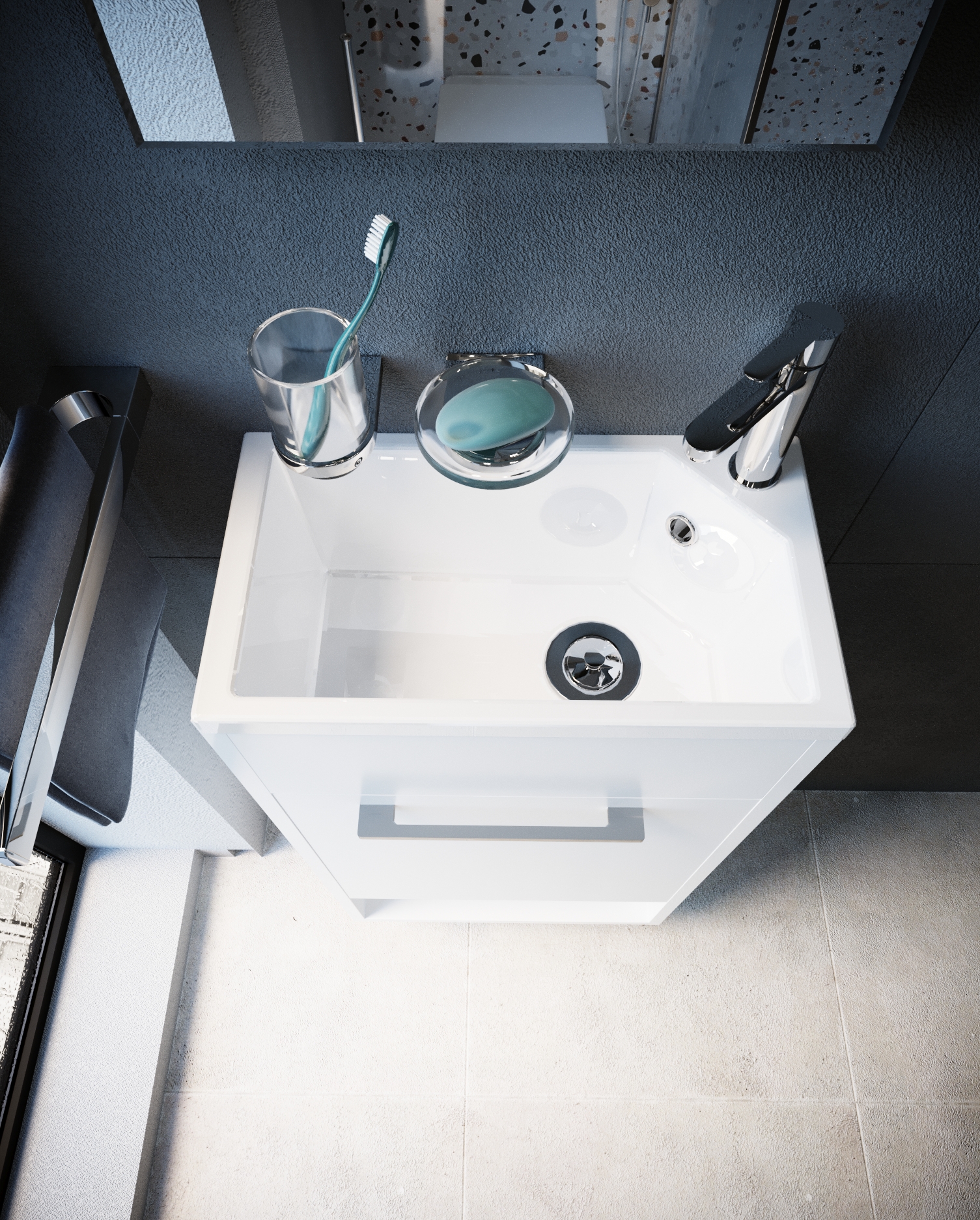 У85440 Тумба с раковиной Lira 40П 1д. Белый глянец 1 Marka Lira - Вид №5